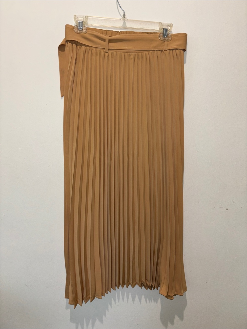 EXLURA Belted Pleated Midi Skirt - Camel/Tan Size Medium - Picture 5 of 6
